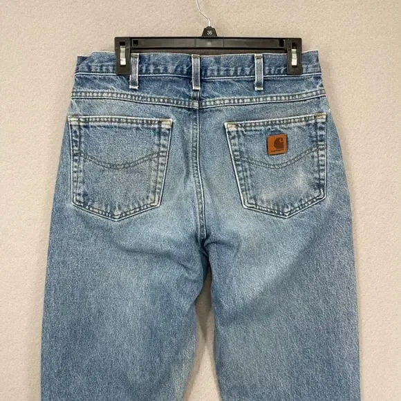 Carhartt Jeans Men 33x32 Blue Traditional Fit B18-DST Heavyweight Denim Workwear - Picture 14 of 16